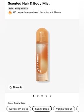 Ulta Beauty Sunny Daze Hair & Body Mist - Orange Ombre Bottle